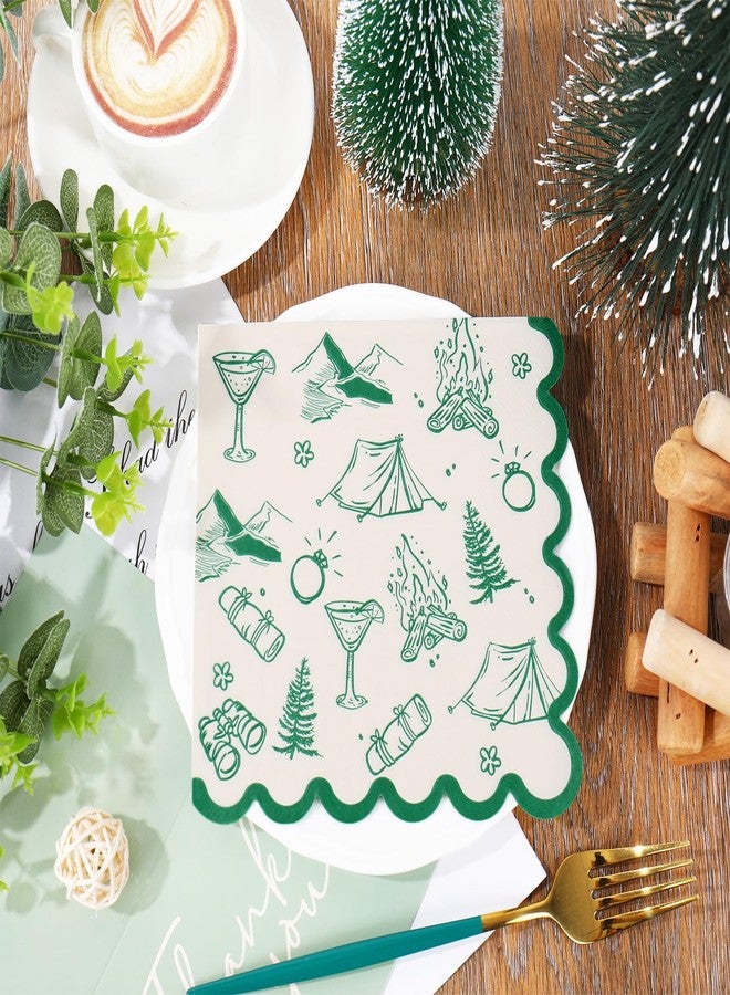 JarThenaAMCS مناديل ورقية خضراء للاستخدام مرة واحدة من JarThenaAMCS، 50 قطعة، لحفلات توديع العزوبية، مناسبة للتخييم والغداء، مزينة بحواف مزخرفة، مثالية لحفلات الزفاف وأعياد الميلاد. - Image 3